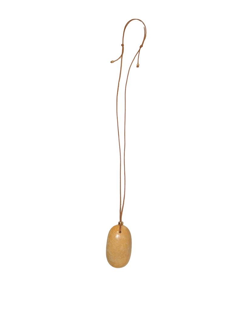 Huge Unique Vintage Amber Pendant Necklace In Honey Brown W/14kt Gold